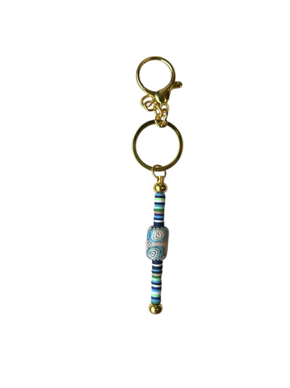 Custom Bag Charm with Polymer Clay Beads & Photo Charm – Personalized Keyring Accessory