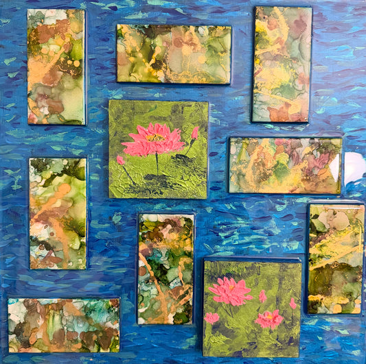 Pieces of Stillness | Original Mixed Media Mosaic Painting on Wood Panel | 20" x 20"