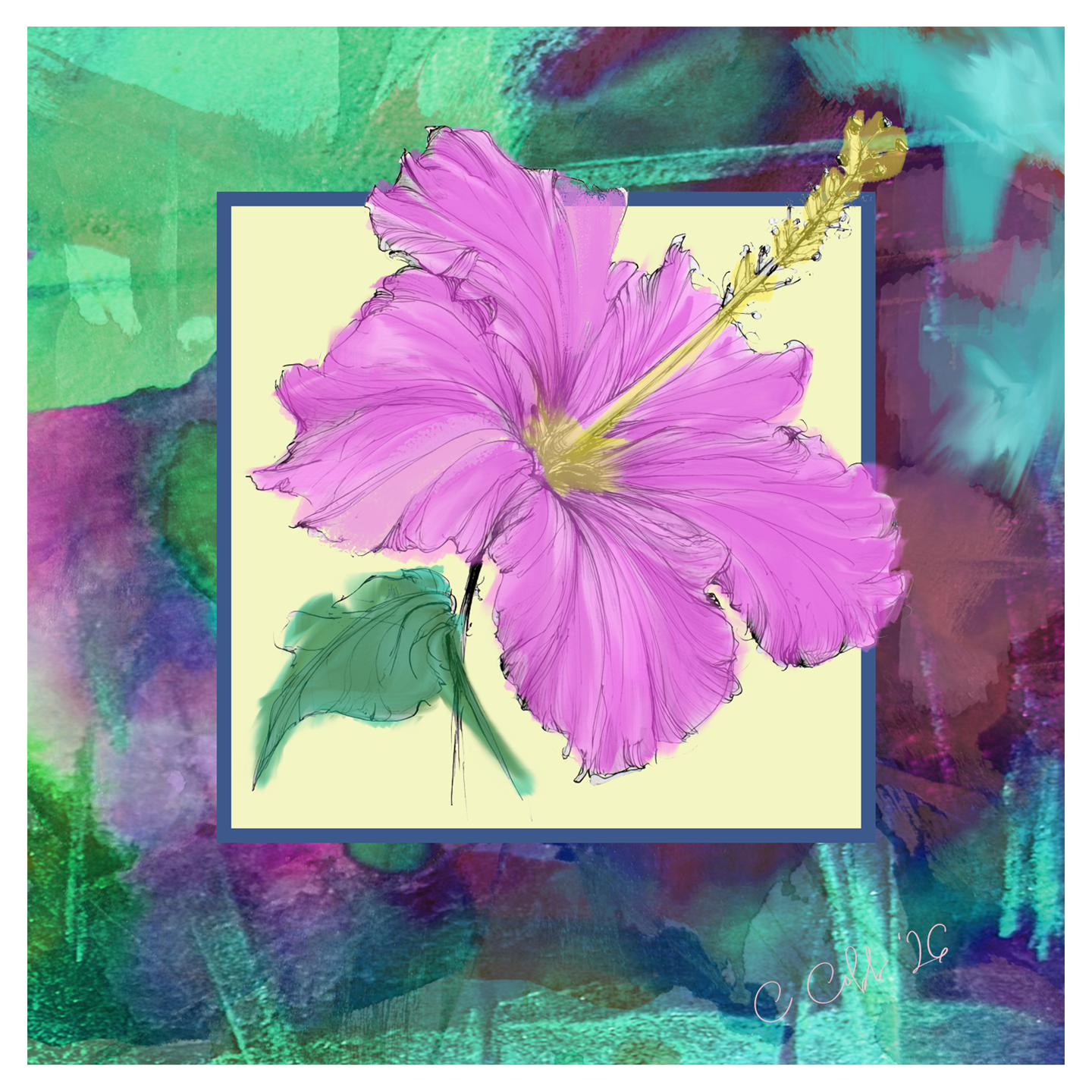 In Full Bloom — Framed 8×8 Ceramic Tile Art