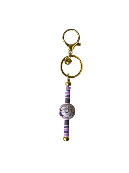Custom Bag Charm with Polymer Clay Beads & Photo Charm – Personalized Keyring Accessory