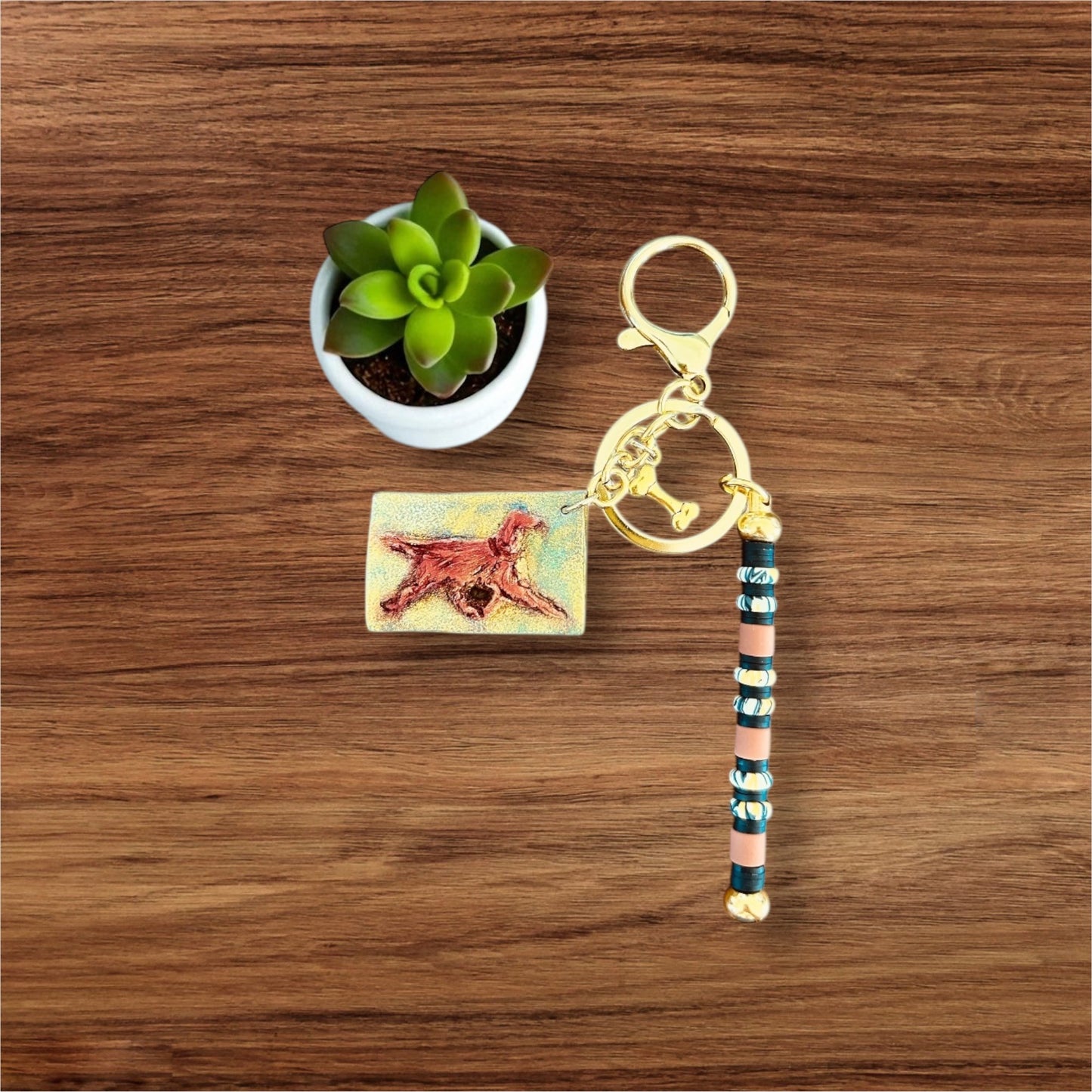 Irish Setter Bag Charm with Boho Beads