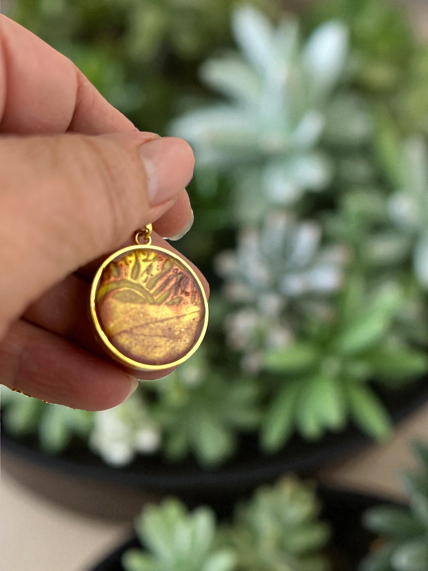 18K Gold PVD Stainless Steel Paperclip Charm Keeper Necklace with Polymer Clay Pendant