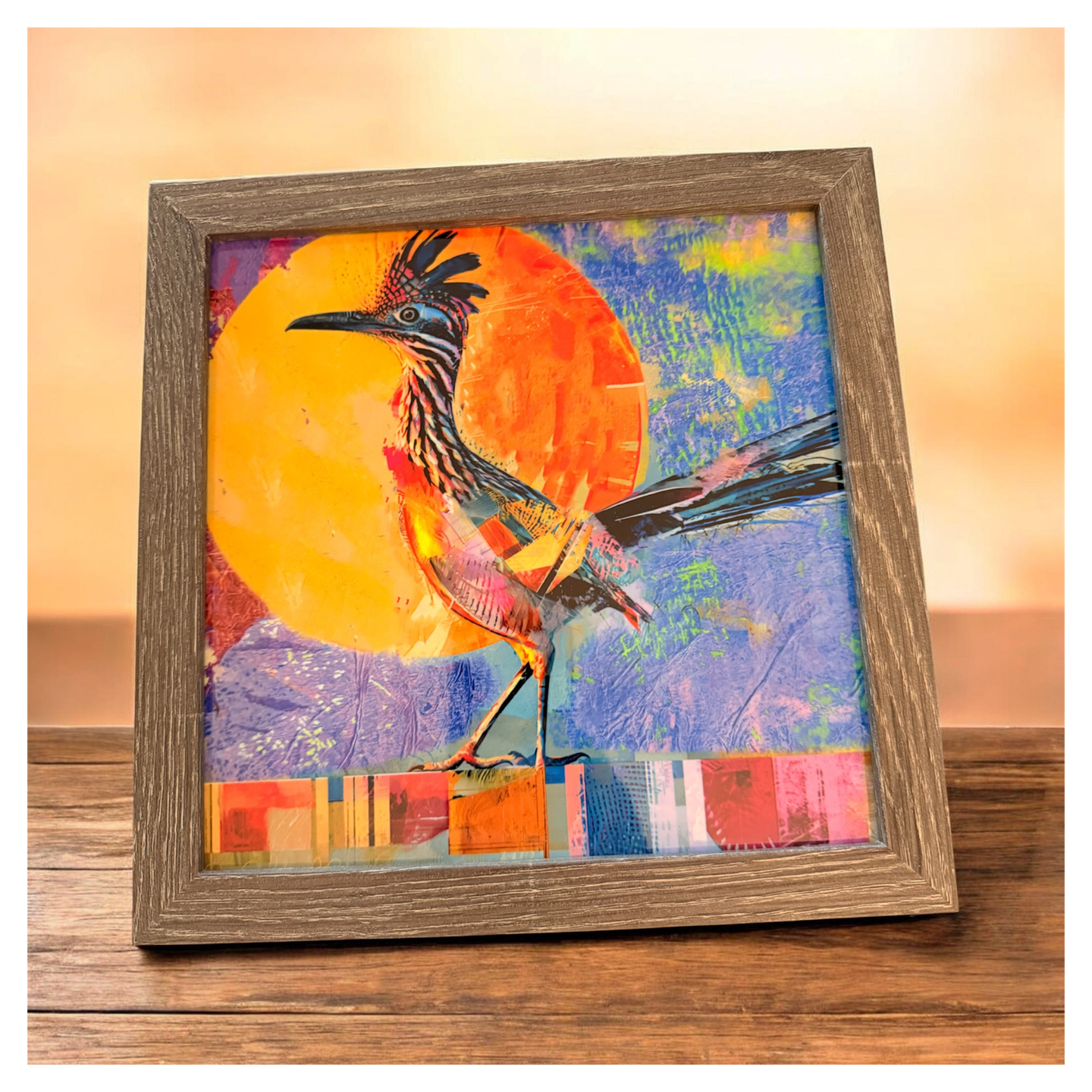 Desert Messenger — Framed 8×8 Ceramic Tile Art