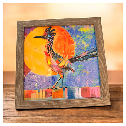 Desert Messenger — Framed 8×8 Ceramic Tile Art