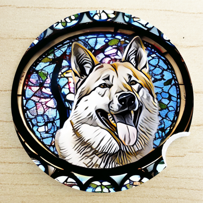 Stained Glass Dog Ceramic Car Coasters- Working Group