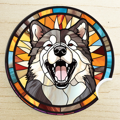 Stained Glass Dog Ceramic Car Coasters- Working Group