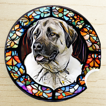 Stained Glass Dog Ceramic Car Coasters- Working Group