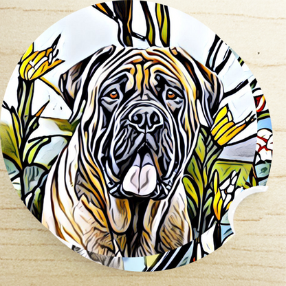 Stained Glass Dog Ceramic Car Coasters- Working Group