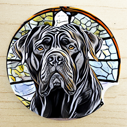 Stained Glass Dog Ceramic Car Coasters- Working Group