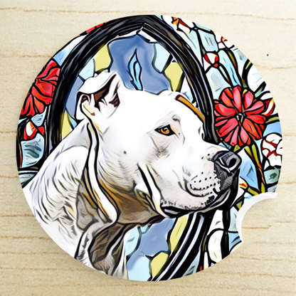 Stained Glass Dog Ceramic Car Coasters- Working Group