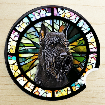 Stained Glass Dog Ceramic Car Coasters- Working Group