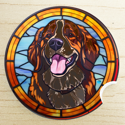 Stained Glass Dog Ceramic Car Coasters- Working Group