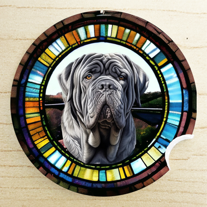 Stained Glass Dog Ceramic Car Coasters- Working Group
