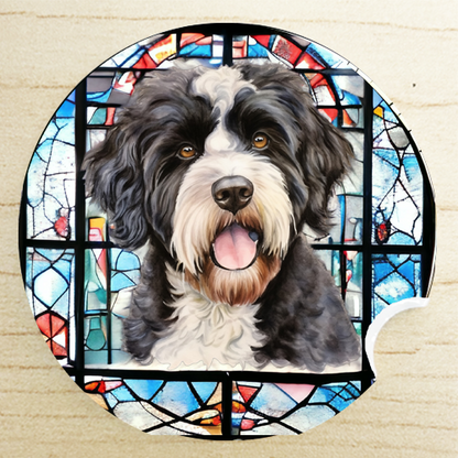 Stained Glass Dog Ceramic Car Coasters- Working Group