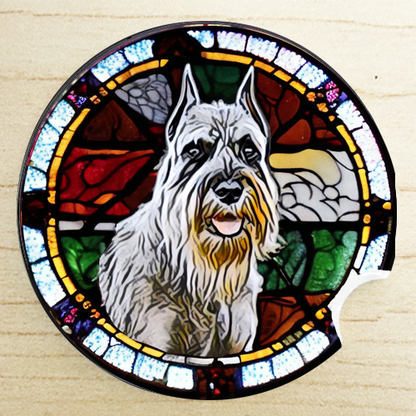 Stained Glass Dog Ceramic Car Coasters- Working Group